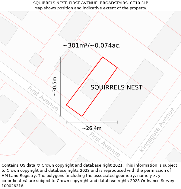 SQUIRRELS NEST, FIRST AVENUE, BROADSTAIRS, CT10 3LP: Plot and title map