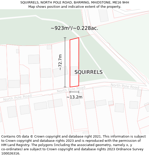SQUIRRELS, NORTH POLE ROAD, BARMING, MAIDSTONE, ME16 9HH: Plot and title map