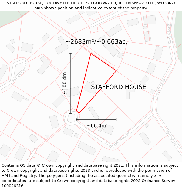 STAFFORD HOUSE, LOUDWATER HEIGHTS, LOUDWATER, RICKMANSWORTH, WD3 4AX: Plot and title map