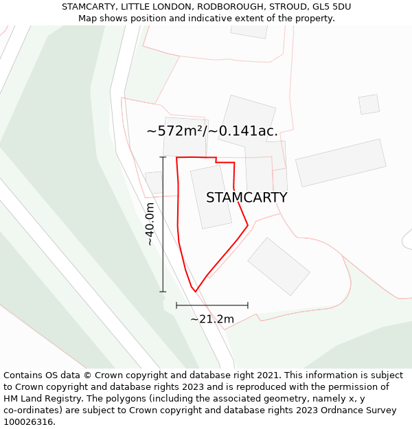 STAMCARTY, LITTLE LONDON, RODBOROUGH, STROUD, GL5 5DU: Plot and title map