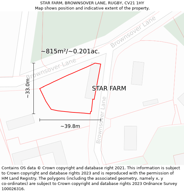 STAR FARM, BROWNSOVER LANE, RUGBY, CV21 1HY: Plot and title map