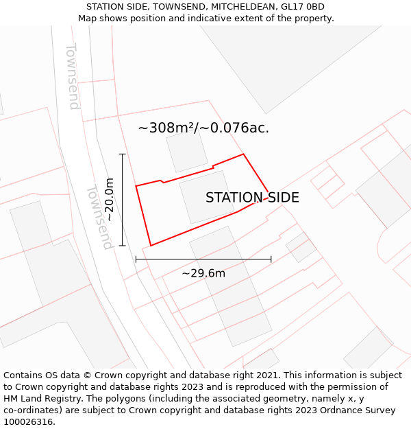 STATION SIDE, TOWNSEND, MITCHELDEAN, GL17 0BD: Plot and title map