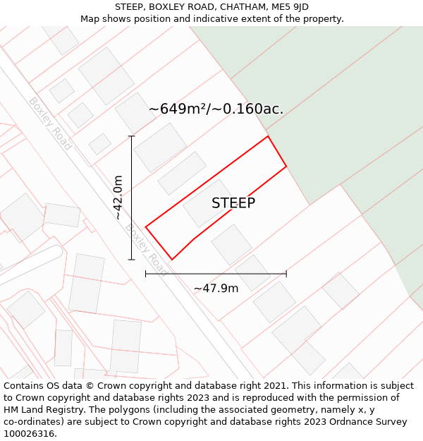 STEEP, BOXLEY ROAD, CHATHAM, ME5 9JD: Plot and title map