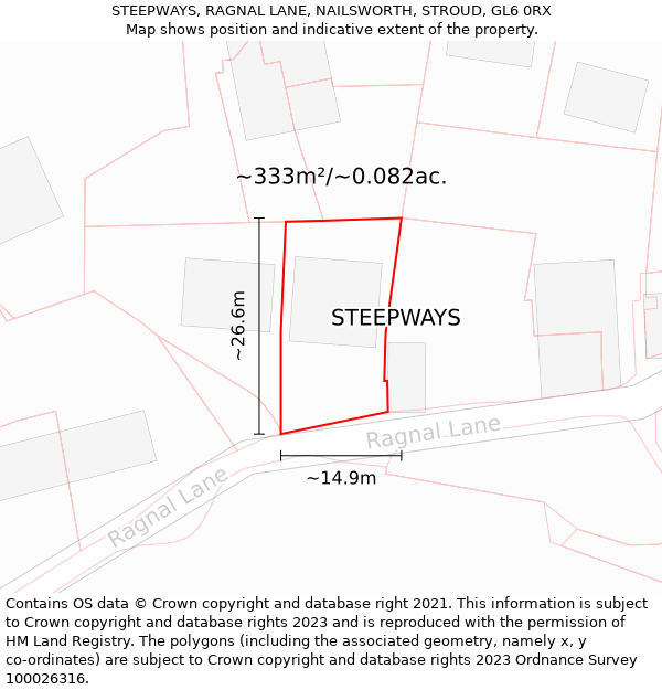 STEEPWAYS, RAGNAL LANE, NAILSWORTH, STROUD, GL6 0RX: Plot and title map