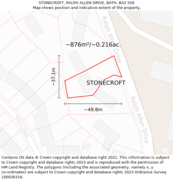 STONECROFT, RALPH ALLEN DRIVE, BATH, BA2 5AE: Plot and title map