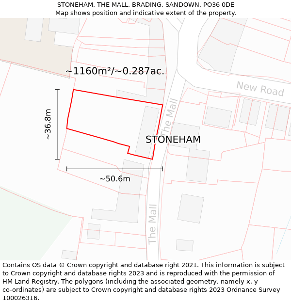 STONEHAM, THE MALL, BRADING, SANDOWN, PO36 0DE: Plot and title map