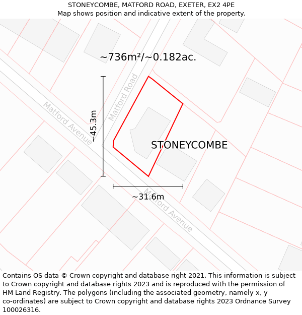 STONEYCOMBE, MATFORD ROAD, EXETER, EX2 4PE: Plot and title map