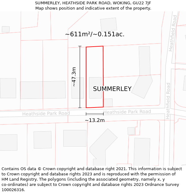 SUMMERLEY, HEATHSIDE PARK ROAD, WOKING, GU22 7JF: Plot and title map