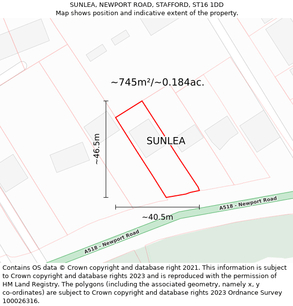 SUNLEA, NEWPORT ROAD, STAFFORD, ST16 1DD: Plot and title map