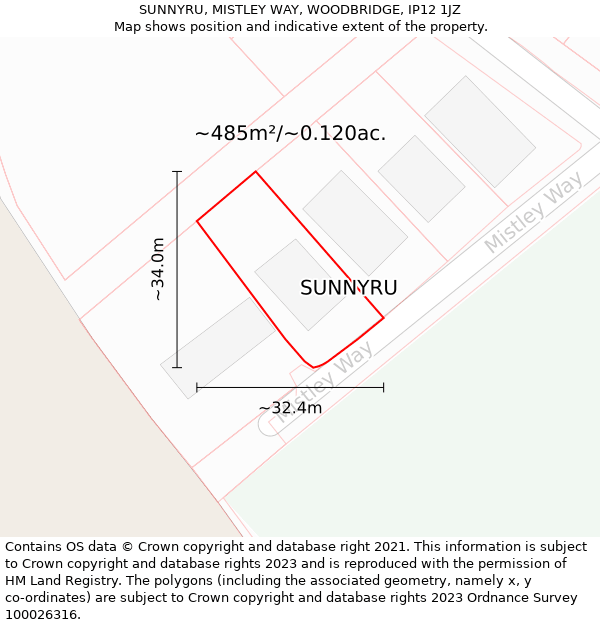 SUNNYRU, MISTLEY WAY, WOODBRIDGE, IP12 1JZ: Plot and title map