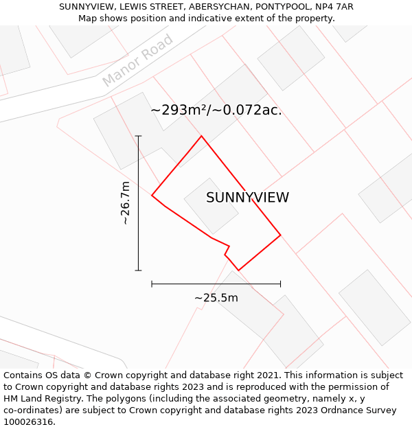 SUNNYVIEW, LEWIS STREET, ABERSYCHAN, PONTYPOOL, NP4 7AR: Plot and title map