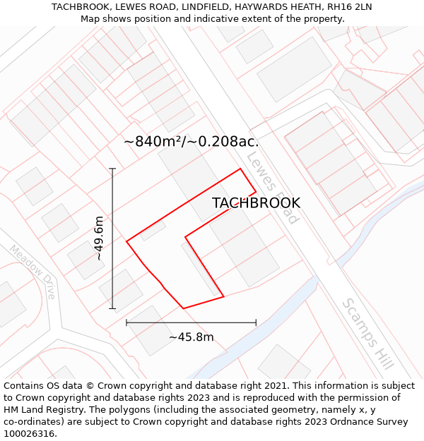 TACHBROOK, LEWES ROAD, LINDFIELD, HAYWARDS HEATH, RH16 2LN: Plot and title map