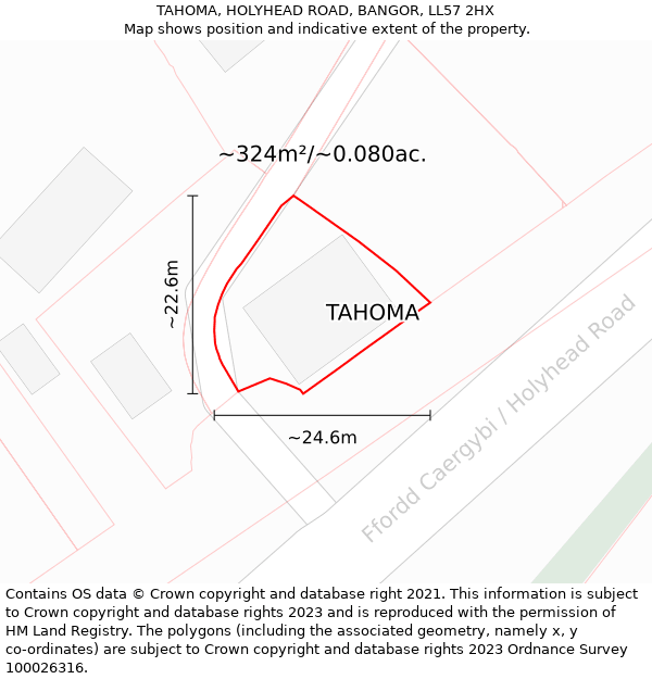 TAHOMA, HOLYHEAD ROAD, BANGOR, LL57 2HX: Plot and title map