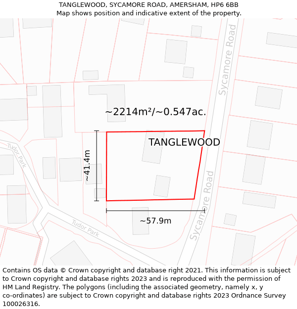TANGLEWOOD, SYCAMORE ROAD, AMERSHAM, HP6 6BB: Plot and title map