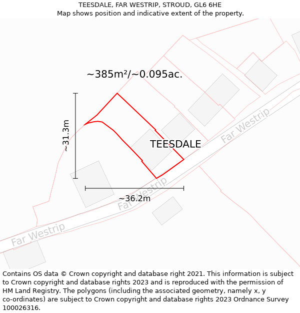 TEESDALE, FAR WESTRIP, STROUD, GL6 6HE: Plot and title map