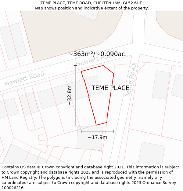 TEME PLACE, TEME ROAD, CHELTENHAM, GL52 6UE: Plot and title map