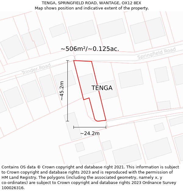 TENGA, SPRINGFIELD ROAD, WANTAGE, OX12 8EX: Plot and title map