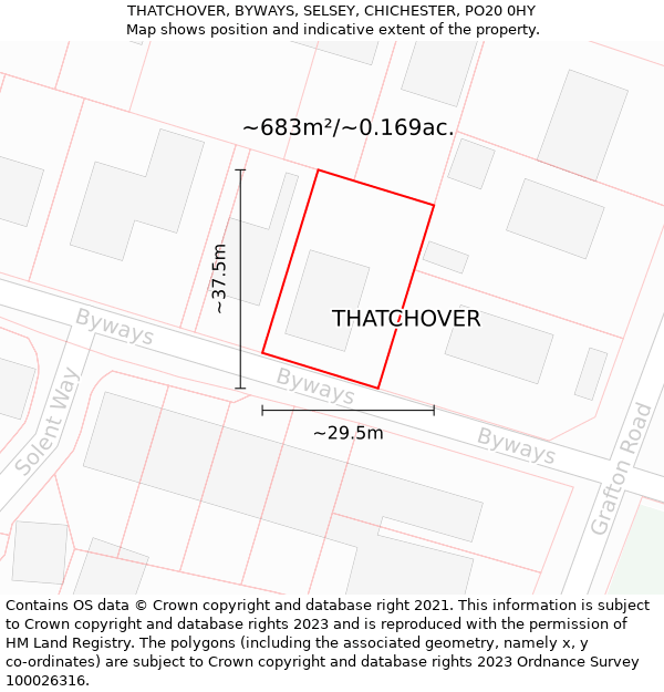 THATCHOVER, BYWAYS, SELSEY, CHICHESTER, PO20 0HY: Plot and title map