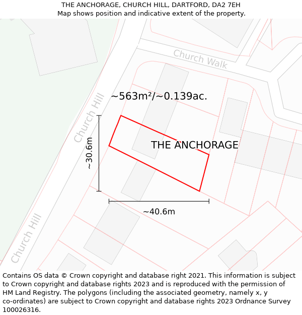 THE ANCHORAGE, CHURCH HILL, DARTFORD, DA2 7EH: Plot and title map