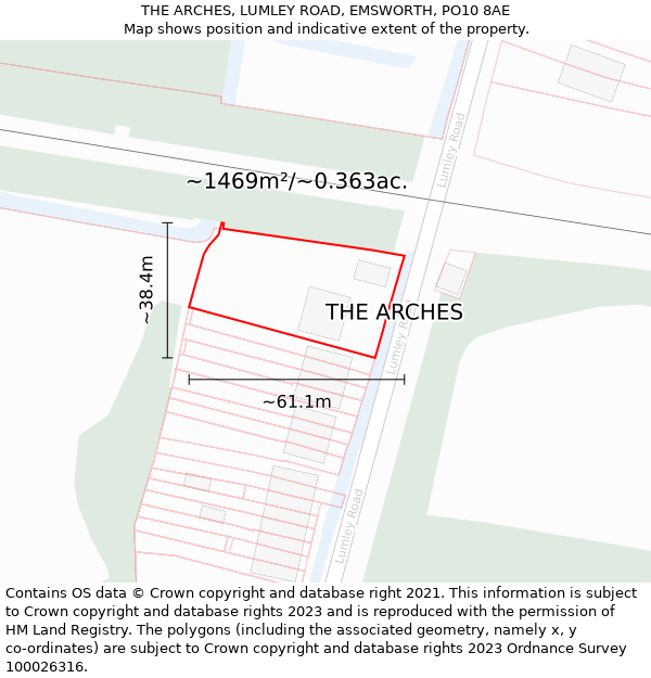 THE ARCHES, LUMLEY ROAD, EMSWORTH, PO10 8AE: Plot and title map