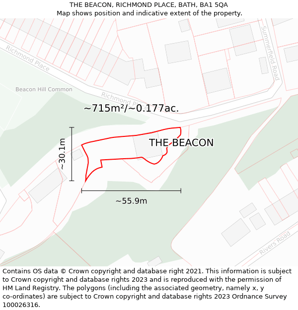 THE BEACON, RICHMOND PLACE, BATH, BA1 5QA: Plot and title map
