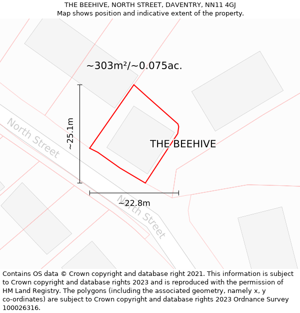 THE BEEHIVE, NORTH STREET, DAVENTRY, NN11 4GJ: Plot and title map