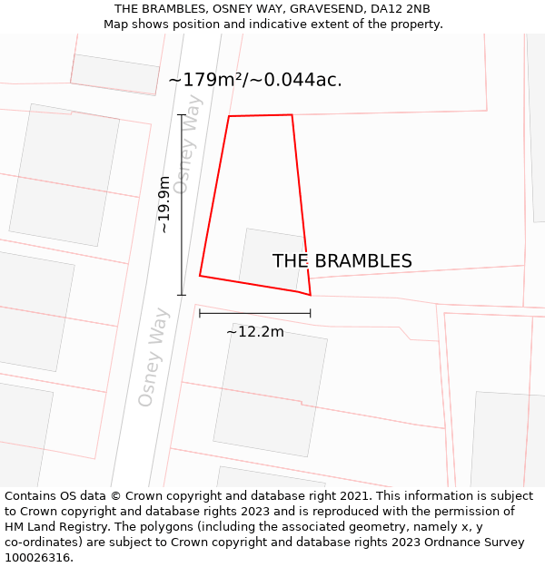 THE BRAMBLES, OSNEY WAY, GRAVESEND, DA12 2NB: Plot and title map