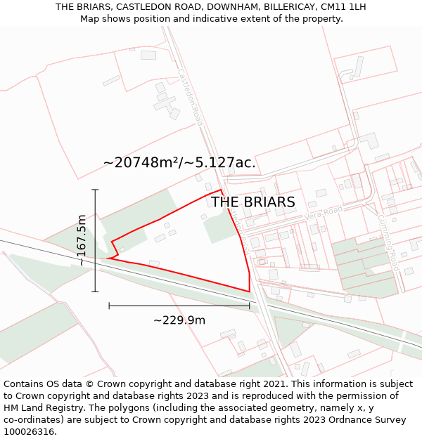 THE BRIARS, CASTLEDON ROAD, DOWNHAM, BILLERICAY, CM11 1LH: Plot and title map