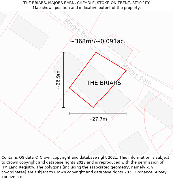THE BRIARS, MAJORS BARN, CHEADLE, STOKE-ON-TRENT, ST10 1PY: Plot and title map
