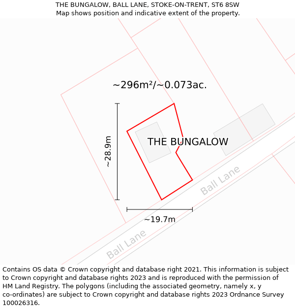 THE BUNGALOW, BALL LANE, STOKE-ON-TRENT, ST6 8SW: Plot and title map