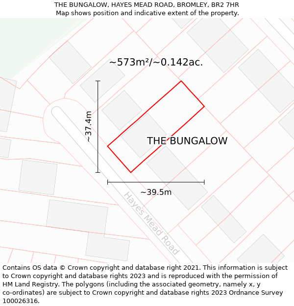 THE BUNGALOW, HAYES MEAD ROAD, BROMLEY, BR2 7HR: Plot and title map