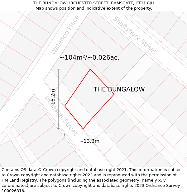 THE BUNGALOW, IRCHESTER STREET, RAMSGATE, CT11 8JH: Plot and title map