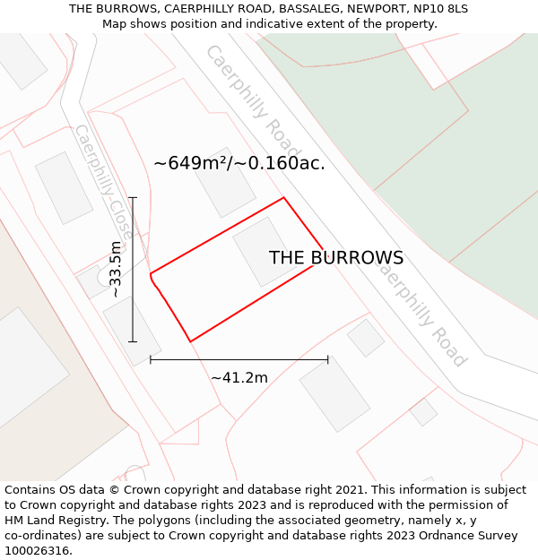 THE BURROWS, CAERPHILLY ROAD, BASSALEG, NEWPORT, NP10 8LS: Plot and title map