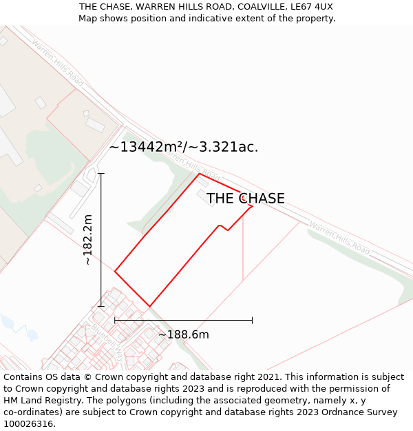 THE CHASE, WARREN HILLS ROAD, COALVILLE, LE67 4UX: Plot and title map