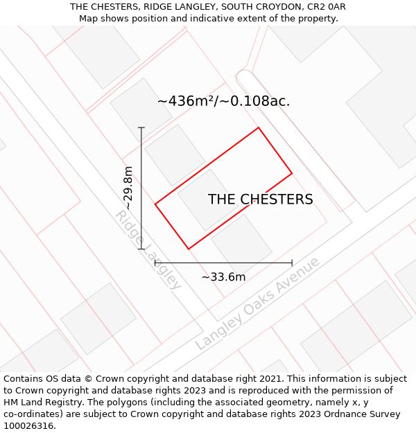 THE CHESTERS, RIDGE LANGLEY, SOUTH CROYDON, CR2 0AR: Plot and title map