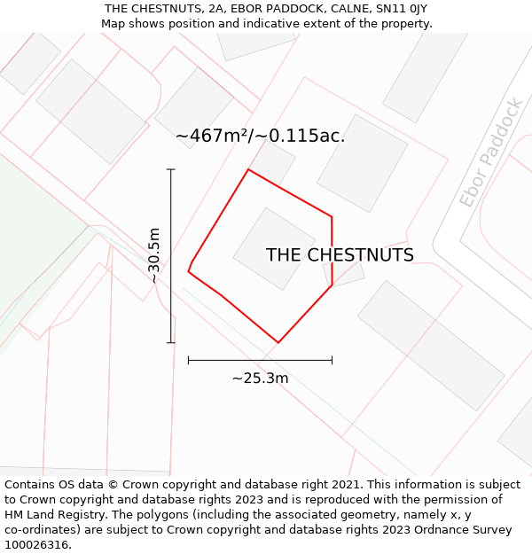 THE CHESTNUTS, 2A, EBOR PADDOCK, CALNE, SN11 0JY: Plot and title map