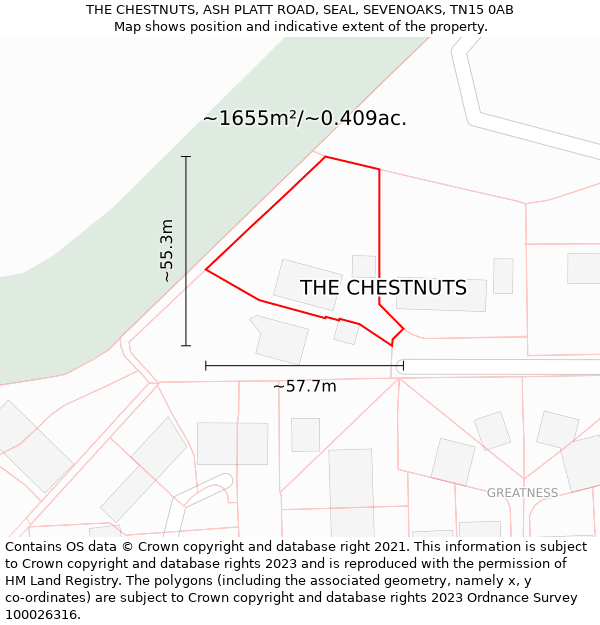 THE CHESTNUTS, ASH PLATT ROAD, SEAL, SEVENOAKS, TN15 0AB: Plot and title map