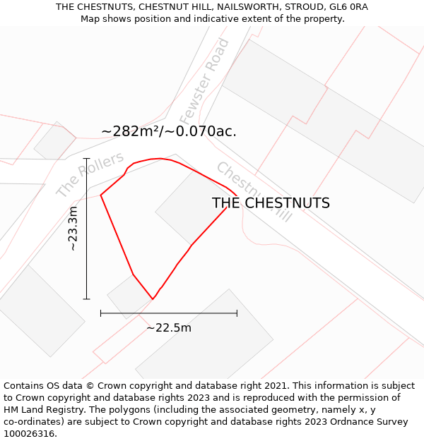 THE CHESTNUTS, CHESTNUT HILL, NAILSWORTH, STROUD, GL6 0RA: Plot and title map