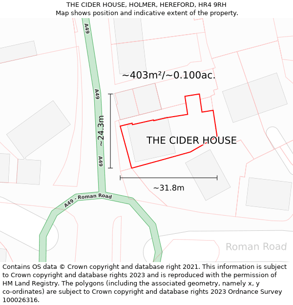 THE CIDER HOUSE, HOLMER, HEREFORD, HR4 9RH: Plot and title map