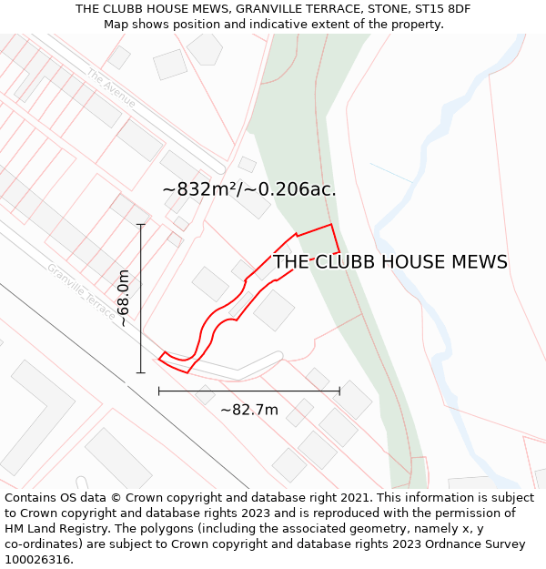 THE CLUBB HOUSE MEWS, GRANVILLE TERRACE, STONE, ST15 8DF: Plot and title map