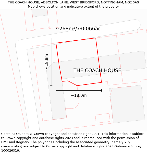 THE COACH HOUSE, ADBOLTON LANE, WEST BRIDGFORD, NOTTINGHAM, NG2 5AS: Plot and title map