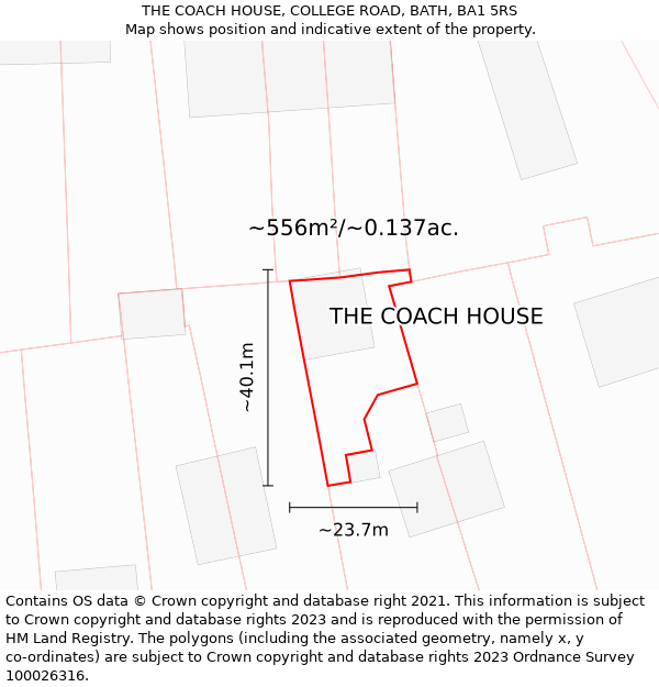 THE COACH HOUSE, COLLEGE ROAD, BATH, BA1 5RS: Plot and title map