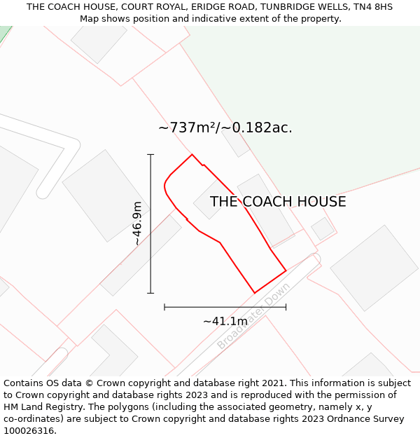 THE COACH HOUSE, COURT ROYAL, ERIDGE ROAD, TUNBRIDGE WELLS, TN4 8HS: Plot and title map