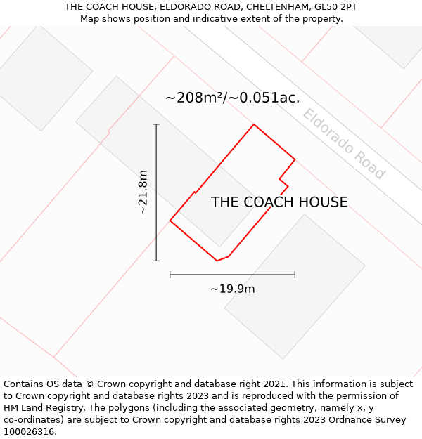 THE COACH HOUSE, ELDORADO ROAD, CHELTENHAM, GL50 2PT: Plot and title map