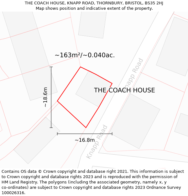 THE COACH HOUSE, KNAPP ROAD, THORNBURY, BRISTOL, BS35 2HJ: Plot and title map