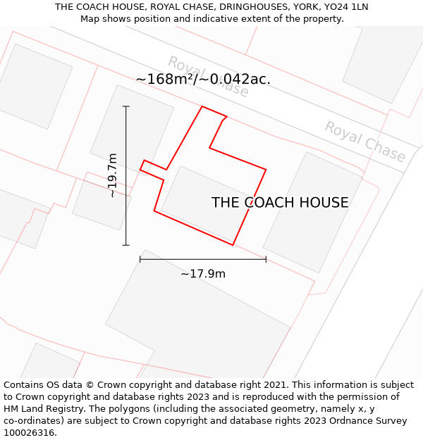 THE COACH HOUSE, ROYAL CHASE, DRINGHOUSES, YORK, YO24 1LN: Plot and title map