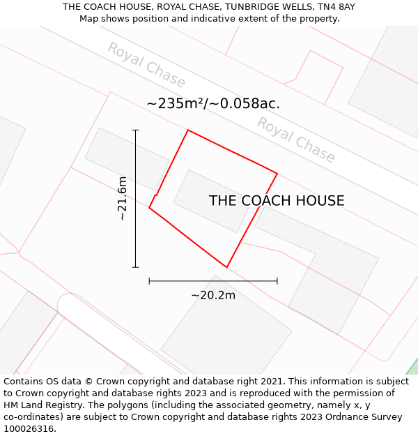 THE COACH HOUSE, ROYAL CHASE, TUNBRIDGE WELLS, TN4 8AY: Plot and title map