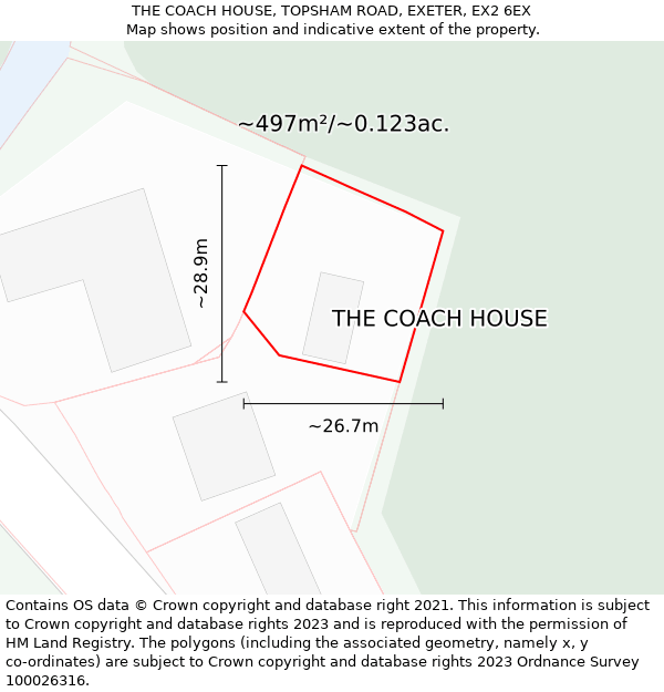 THE COACH HOUSE, TOPSHAM ROAD, EXETER, EX2 6EX: Plot and title map