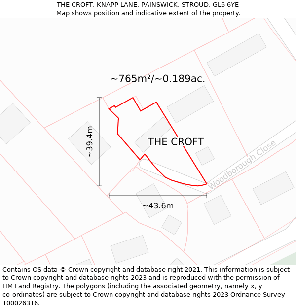 THE CROFT, KNAPP LANE, PAINSWICK, STROUD, GL6 6YE: Plot and title map
