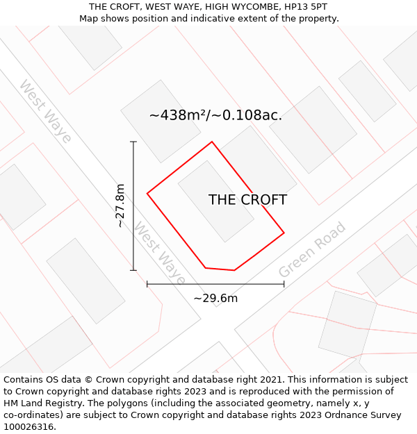 THE CROFT, WEST WAYE, HIGH WYCOMBE, HP13 5PT: Plot and title map